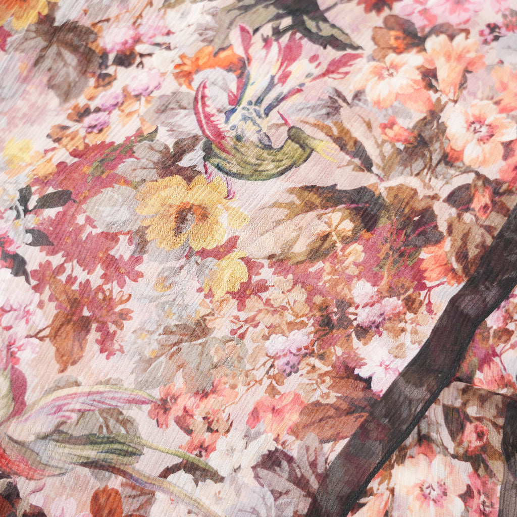 Gucci Foulard Donna in Seta con Stampa Floreale Multicolor e Bordo Nero | Sciarpa Lusso Elegante