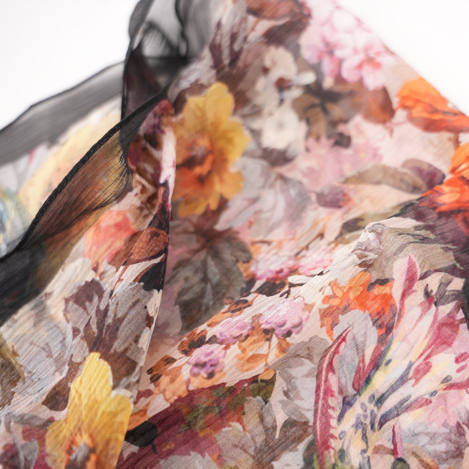 Gucci Foulard Donna in Seta con Stampa Floreale Multicolor e Bordo Nero | Sciarpa Lusso Elegante