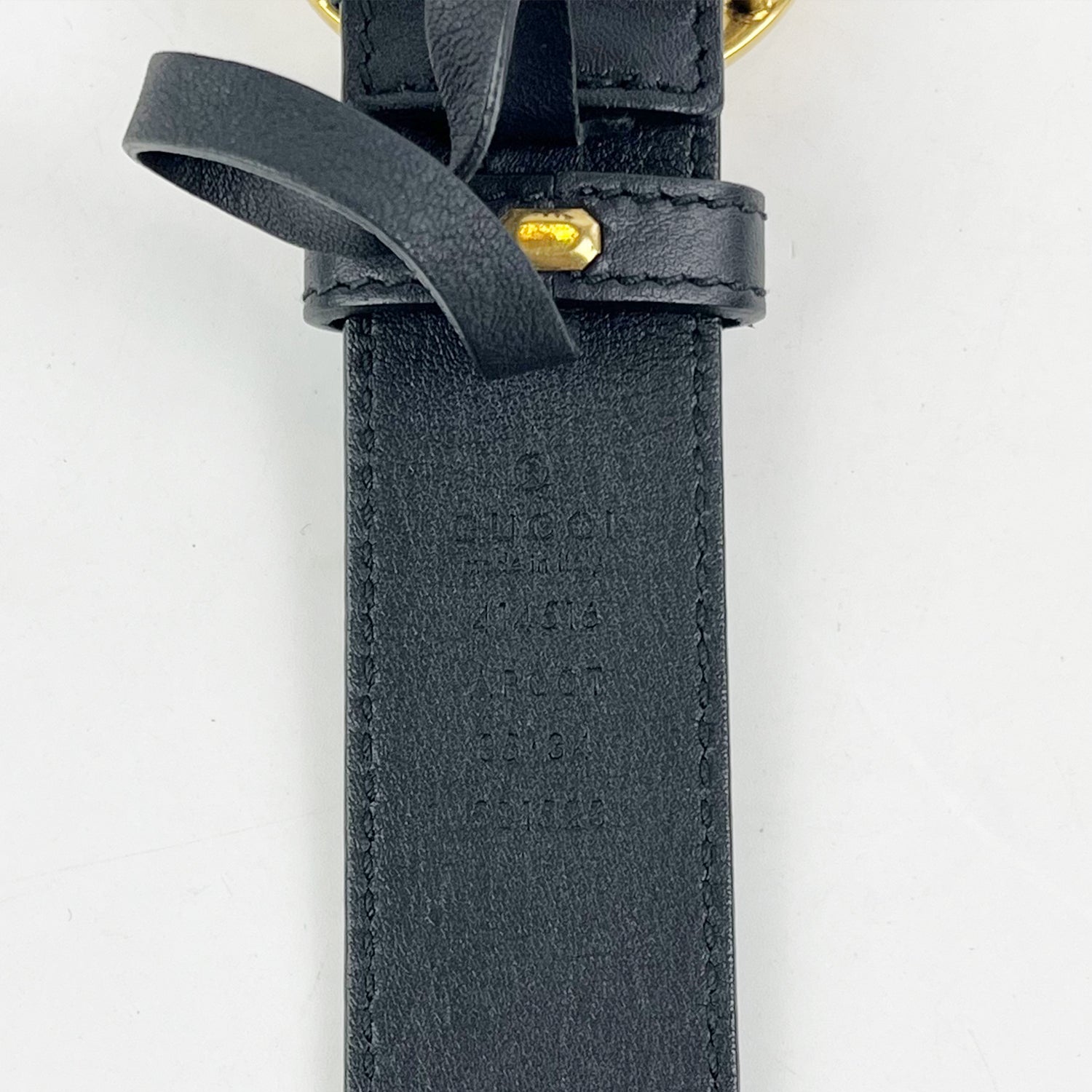 Cintura Gucci GG Marmont Nera in Pelle con Fibbia Doppia G Dorata – Taglia 85