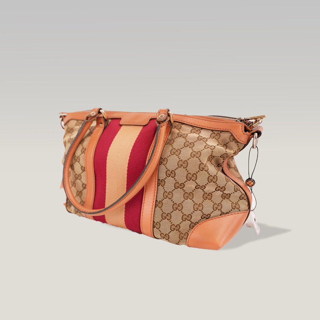 Gucci Vintage Web GG Canvas Borsa Media Rossa e Rosa