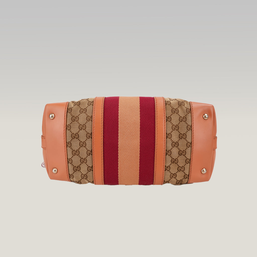 Gucci Vintage Web GG Canvas Borsa Media Rossa e Rosa