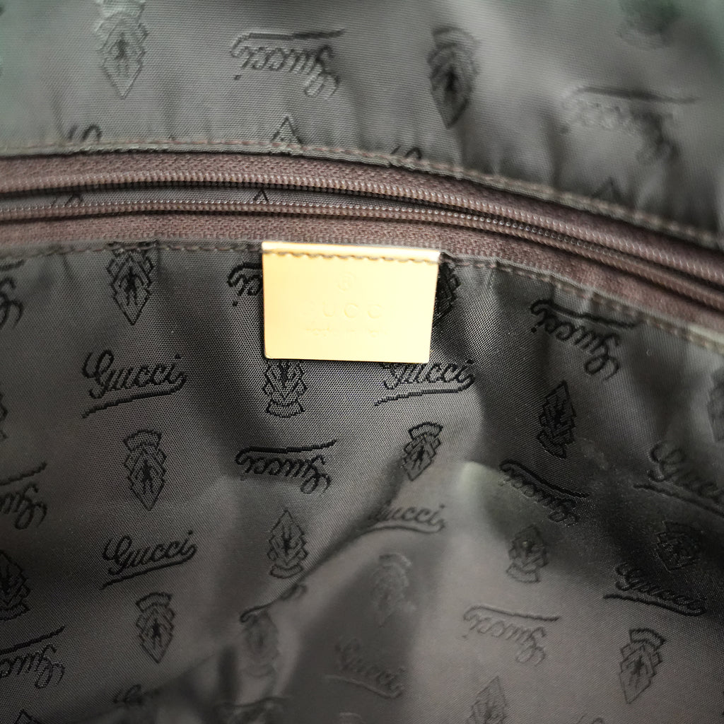 Gucci Vintage Borsa Tote Piccola in Tela GG con Web Verde e Rosso