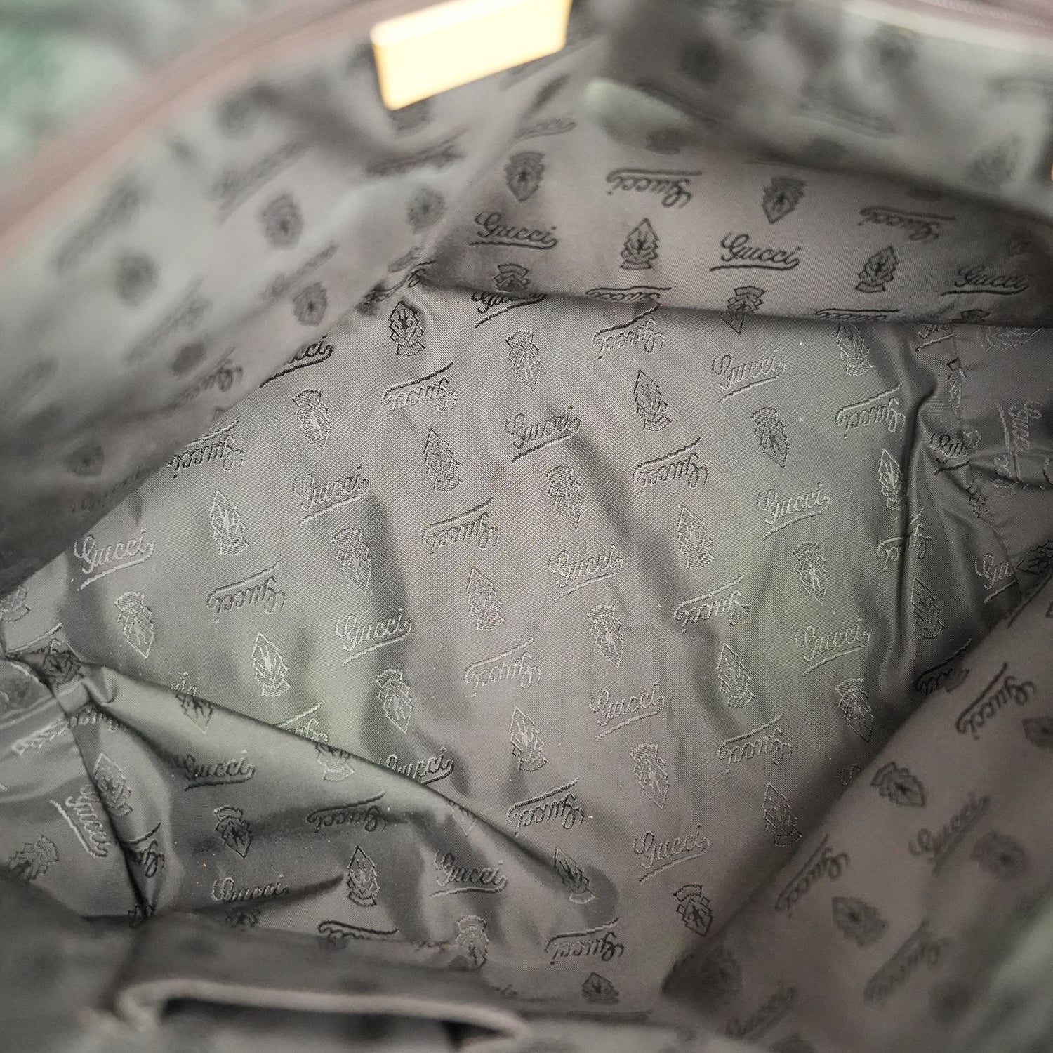 Gucci Vintage Borsa Tote Piccola in Tela GG con Web Verde e Rosso