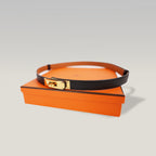 Cintura Hermès Kelly 18 Nera in Pelle Epsom con Fibbia Dorata e Scatola