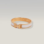 Hermès Clic Clac H PM Bracciale Rigido in Metallo Dorato con Smalto Bianco