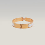 Hermès Clic Clac H PM Bracciale Rigido in Metallo Dorato con Smalto Bianco