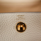 Borsa Hermès Mini Lindy 20 Bianco Milkshake in Pelle con Hardware Dorato