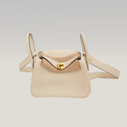 Borsa Hermès Mini Lindy 20 Bianco Milkshake in Pelle con Hardware Dorato
