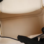 Borsa Hermès Mini Lindy 20 Bianco Milkshake in Pelle con Hardware Dorato