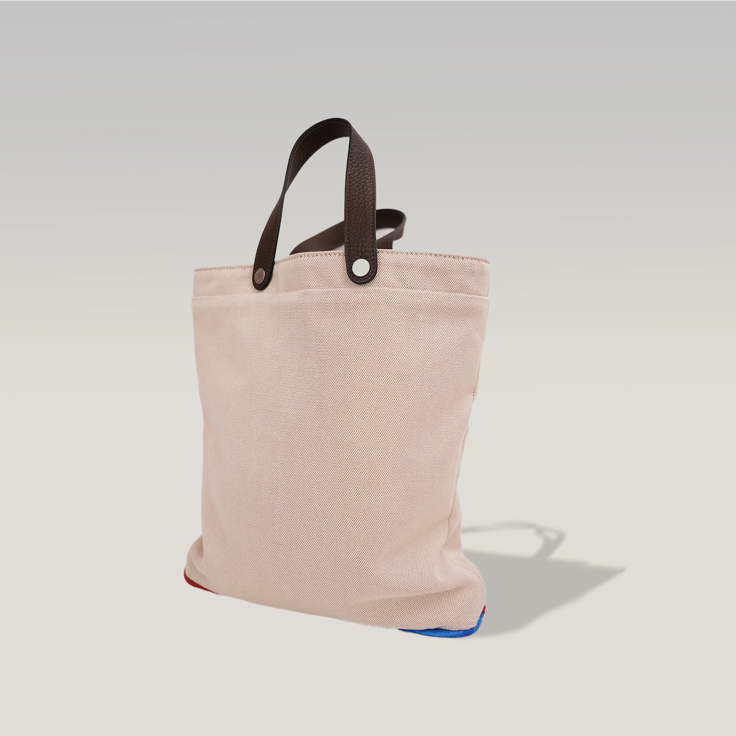Hermès Petit H Multicolor Silk and Canvas Tote Bag with Leather Handles
