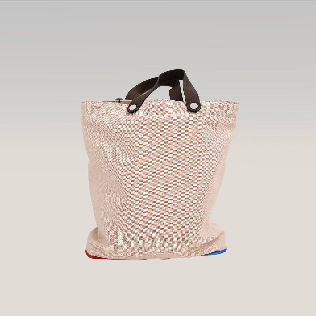 Hermès Petit H Multicolor Silk and Canvas Tote Bag with Leather Handles