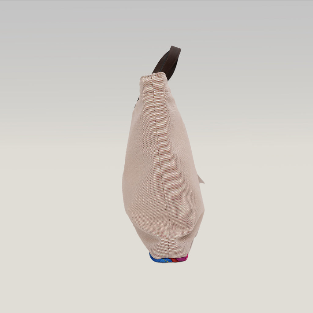 Hermès Petit H Multicolor Silk and Canvas Tote Bag with Leather Handles