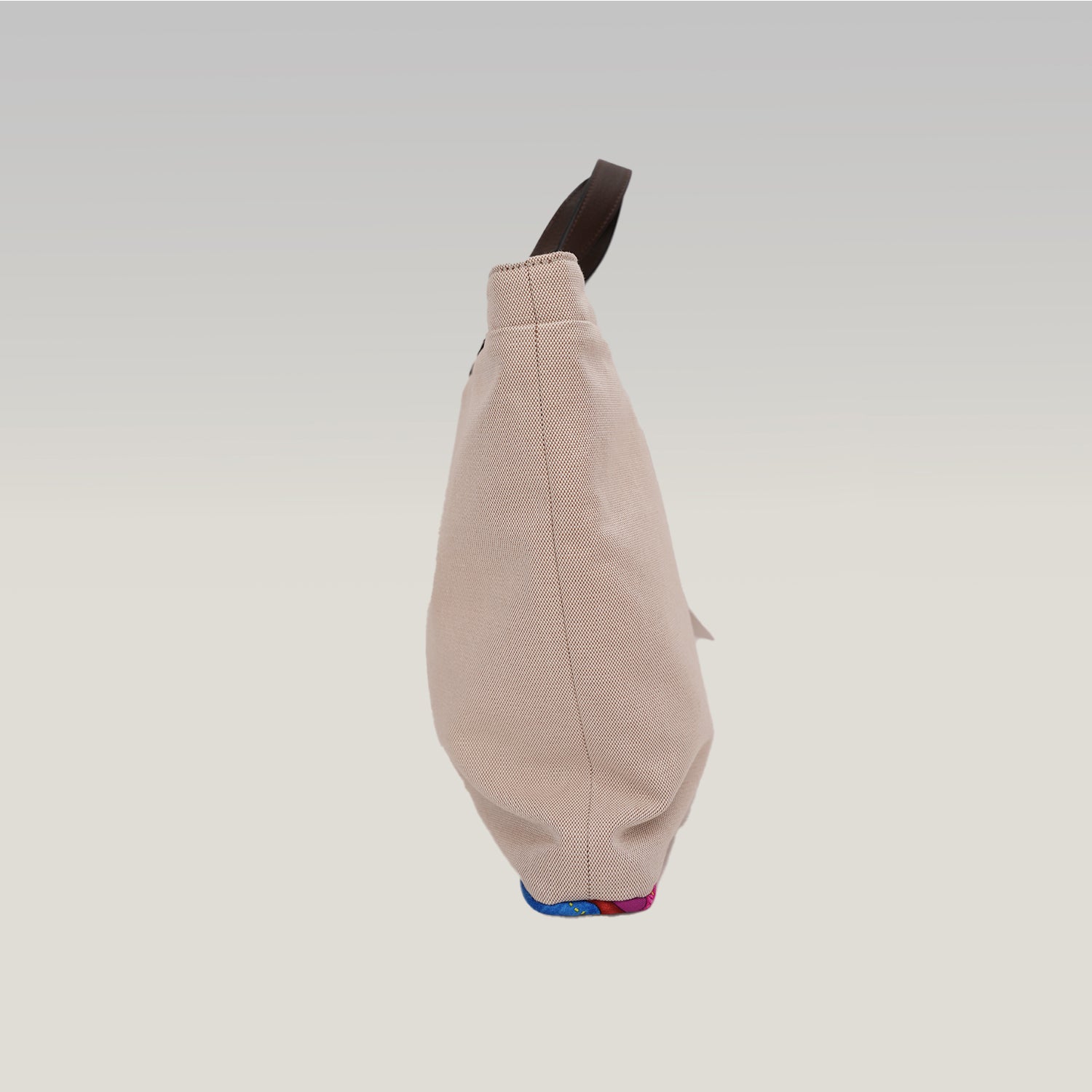 Hermès Petit H Multicolor Silk and Canvas Tote Bag with Leather Handles