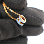 Hermès Pop H Collana in Metallo Dorato con Smalto Azzurro – Collana Donna