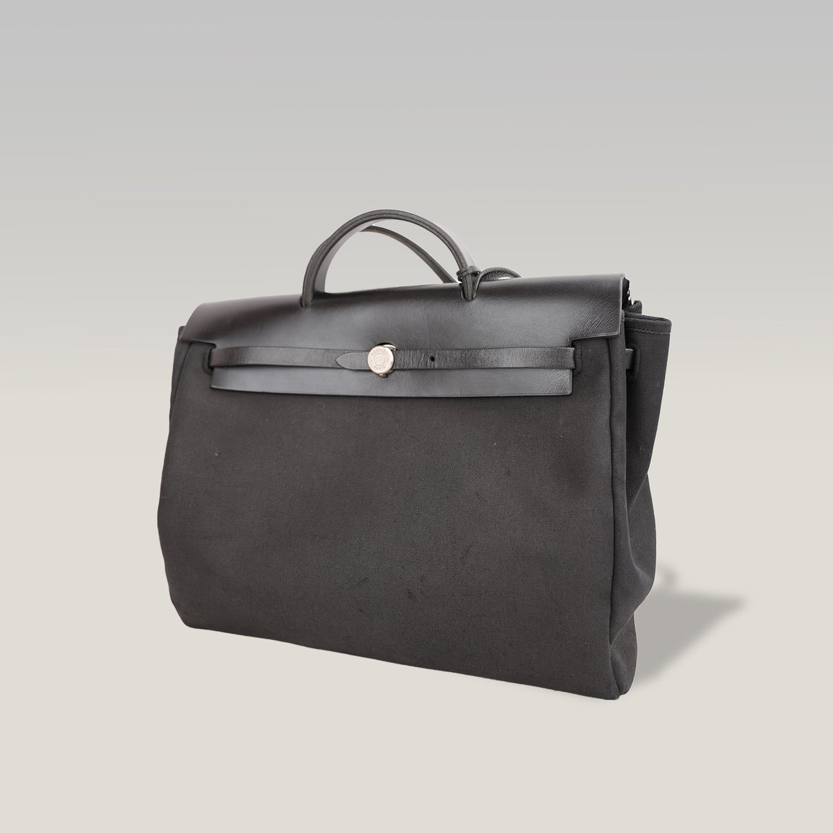 Hermès Herbag 31 black in canvas and cowhide 