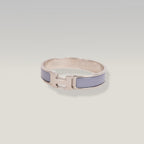 Hermès Clic H PM Bracciale Rigido in Metallo Argentato con Smalto Parme