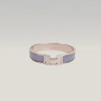 Hermès Clic H PM Bracciale Rigido in Metallo Argentato con Smalto Parme