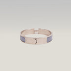 Hermès Clic H PM Bracciale Rigido in Metallo Argentato con Smalto Parme