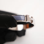 Hermès Clic H PM Bracciale Rigido in Metallo Argentato con Smalto Parme