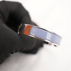 Hermès Clic H PM Bracciale Rigido in Metallo Argentato con Smalto Parme