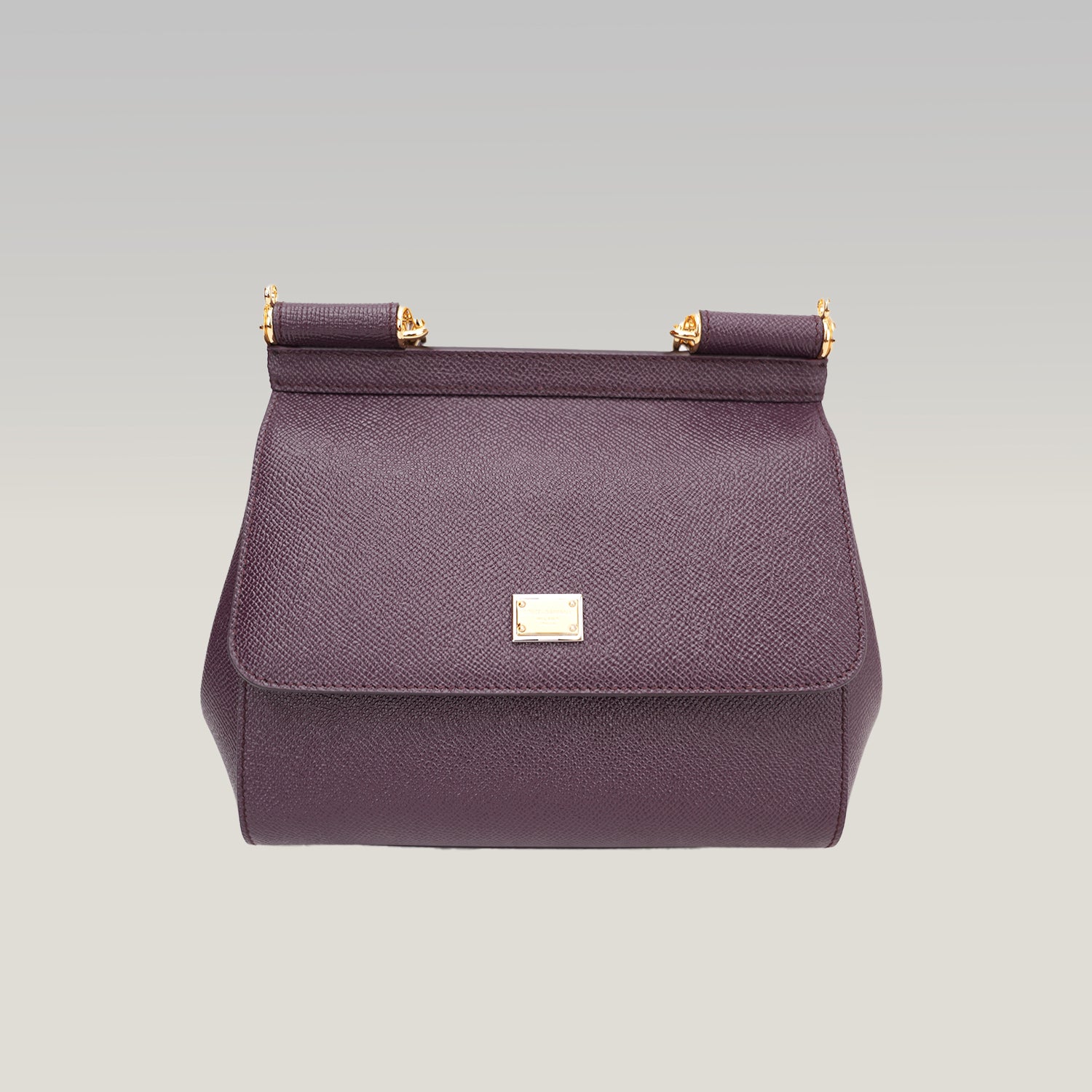Dolce & Gabbana Sicily Small Bag Burgundy Dauphine Leather Top Handle Bag