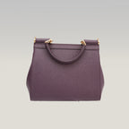 Dolce & Gabbana Sicily Small Bag Burgundy Dauphine Leather Top Handle Bag
