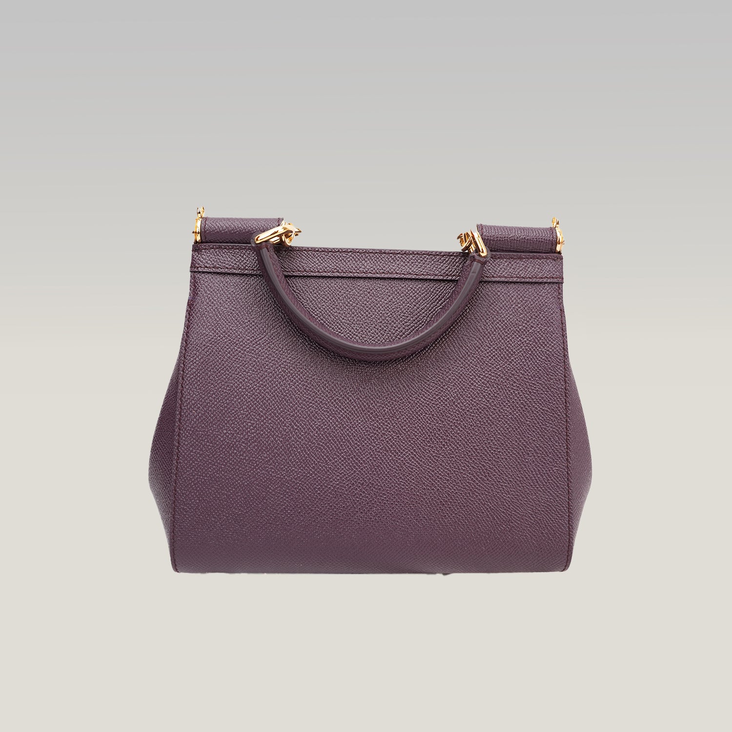 Dolce & Gabbana Sicily Small Bag Burgundy Dauphine Leather Top Handle Bag