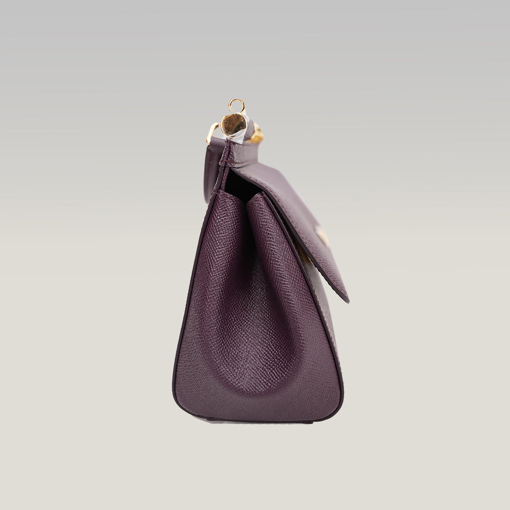 Dolce & Gabbana Sicily Small Bag Burgundy Dauphine Leather Top Handle Bag