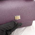 Dolce & Gabbana Sicily Small Bag Burgundy Dauphine Leather Top Handle Bag