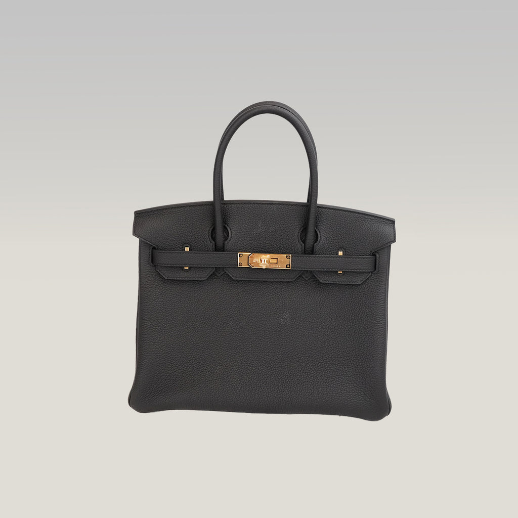 Hermès Birkin 30 Noir Togo Leather Gold Hardware Full Set New