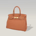 Hermès Birkin 35 Borsa a Mano in Pelle Clemence Gold con Hardware Dorato
