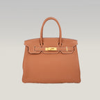 Hermès Birkin 35 Borsa a Mano in Pelle Clemence Gold con Hardware Dorato