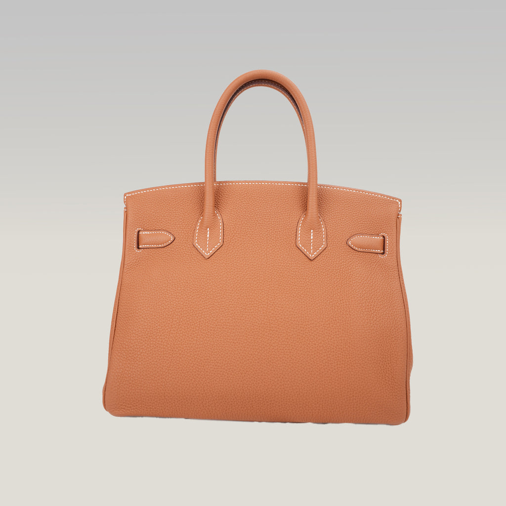 Hermès Birkin 35 Borsa a Mano in Pelle Clemence Gold con Hardware Dorato