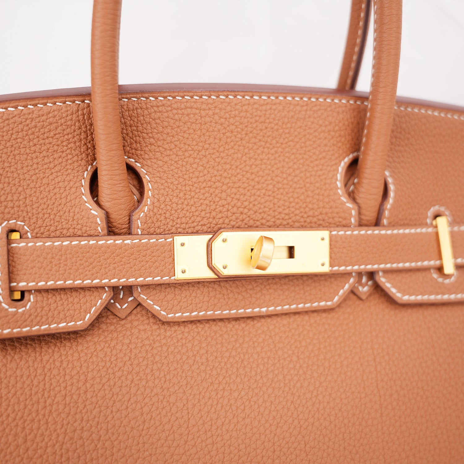 Hermès Birkin 35 Borsa a Mano in Pelle Clemence Gold con Hardware Dorato