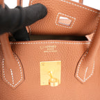 Hermès Birkin 35 Borsa a Mano in Pelle Clemence Gold con Hardware Dorato