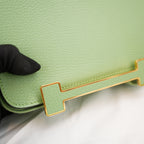 Hermès Geta Vert Criquet Chevre Mysore Leather Crossbody Bag with Gold Hardware