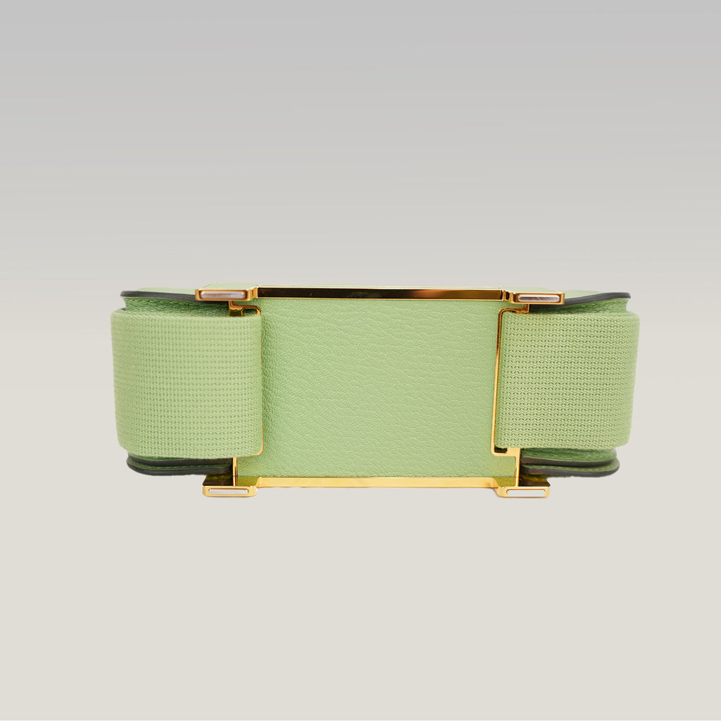 Hermès Geta Vert Criquet Chevre Mysore Leather Crossbody Bag with Gold Hardware