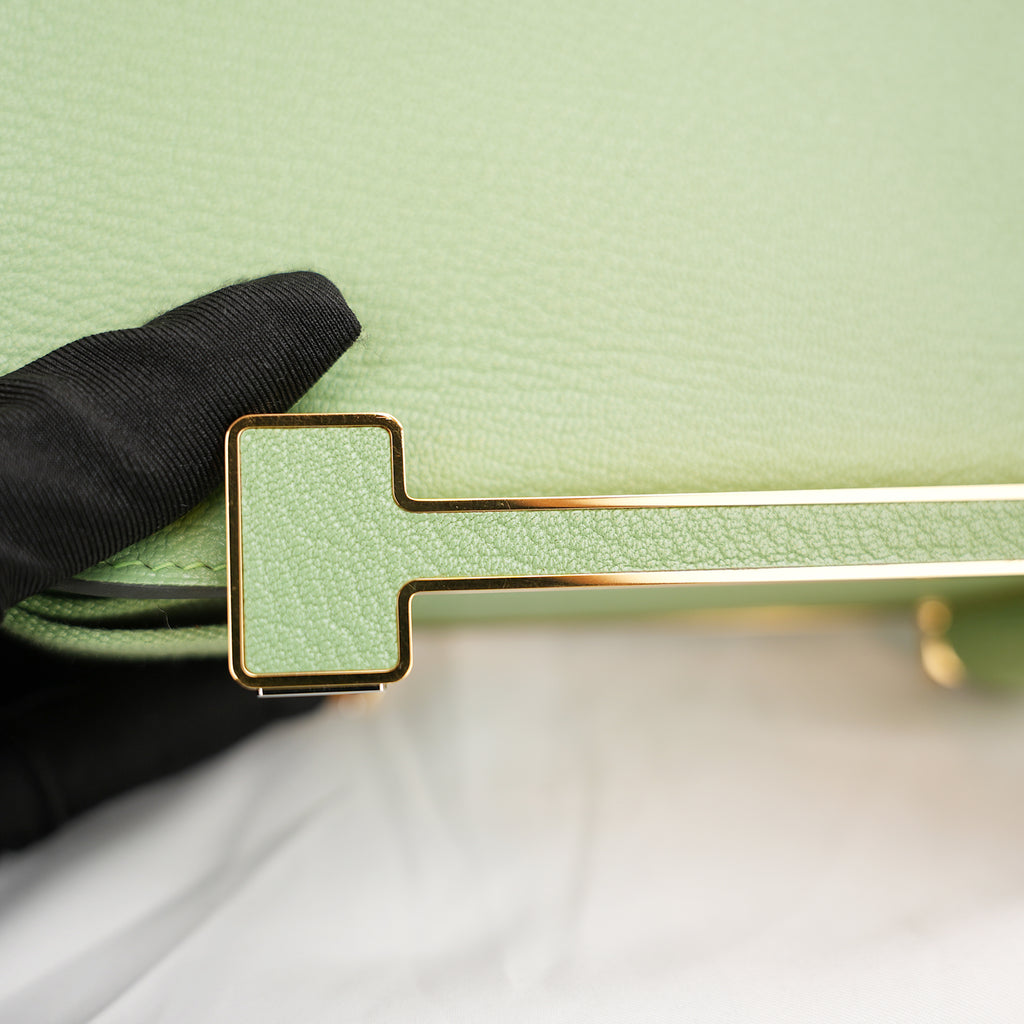 Hermès Geta Vert Criquet Chevre Mysore Leather Crossbody Bag with Gold Hardware