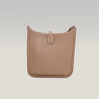Hermès Evelyne TPM 16 Clemence Leather Crossbody Bag in Etoupe & Bleu Indigo