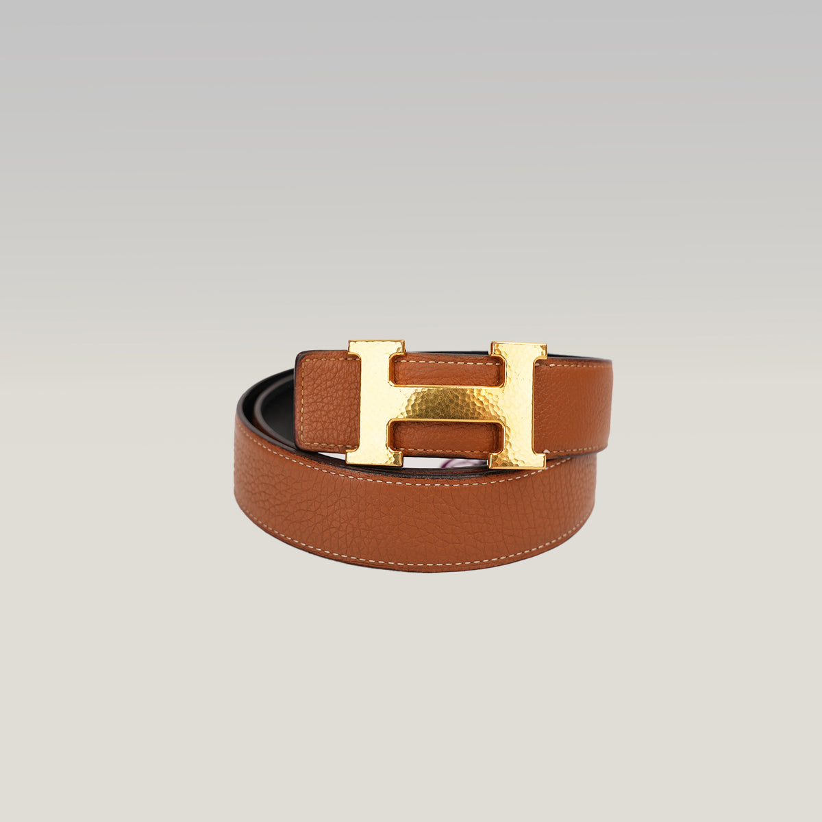 Hermès Cintura H Reversibile in Pelle Nera e Marrone con Fibbia Dorata – Taglia 90