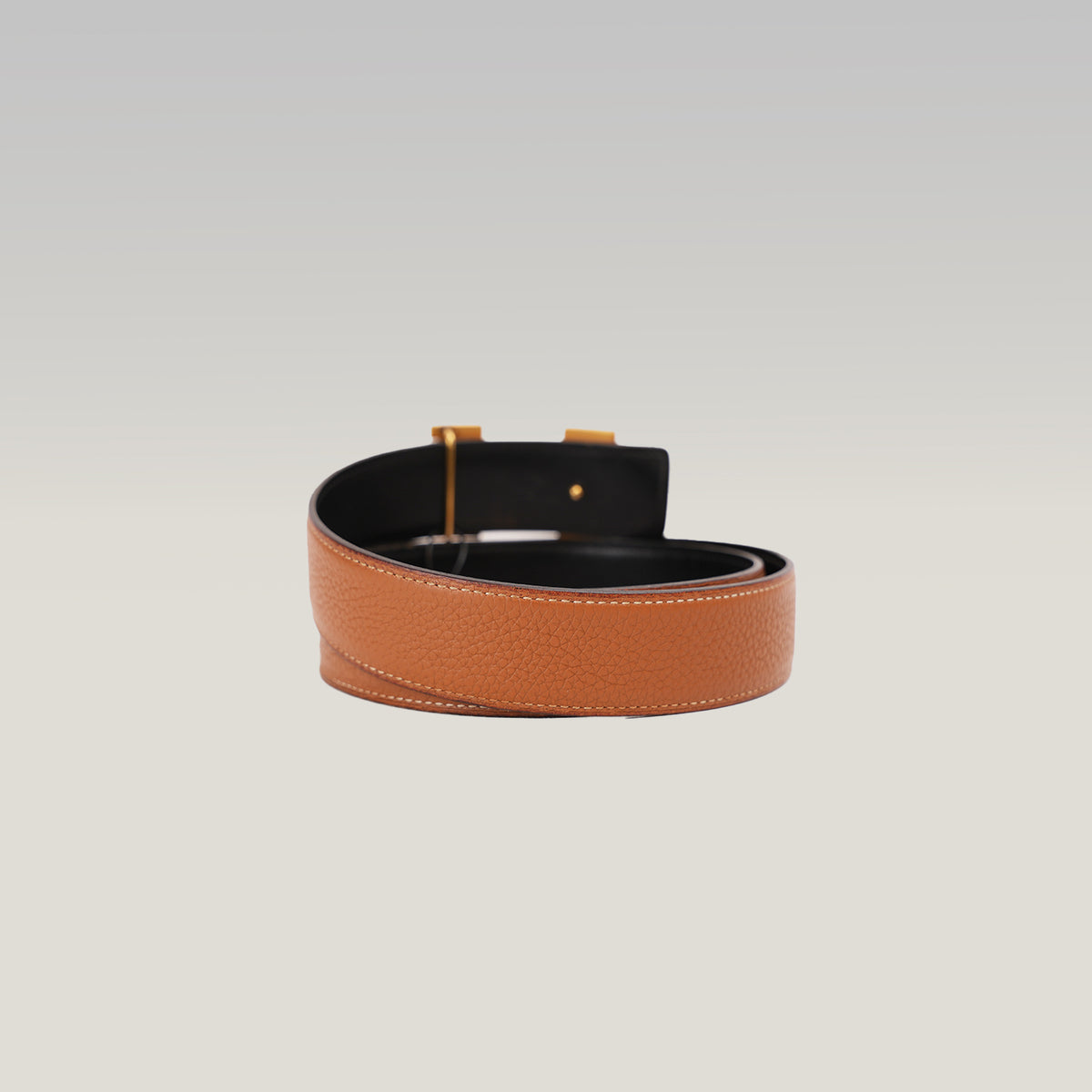 Hermès Cintura H Reversibile in Pelle Nera e Marrone con Fibbia Dorata – Taglia 90