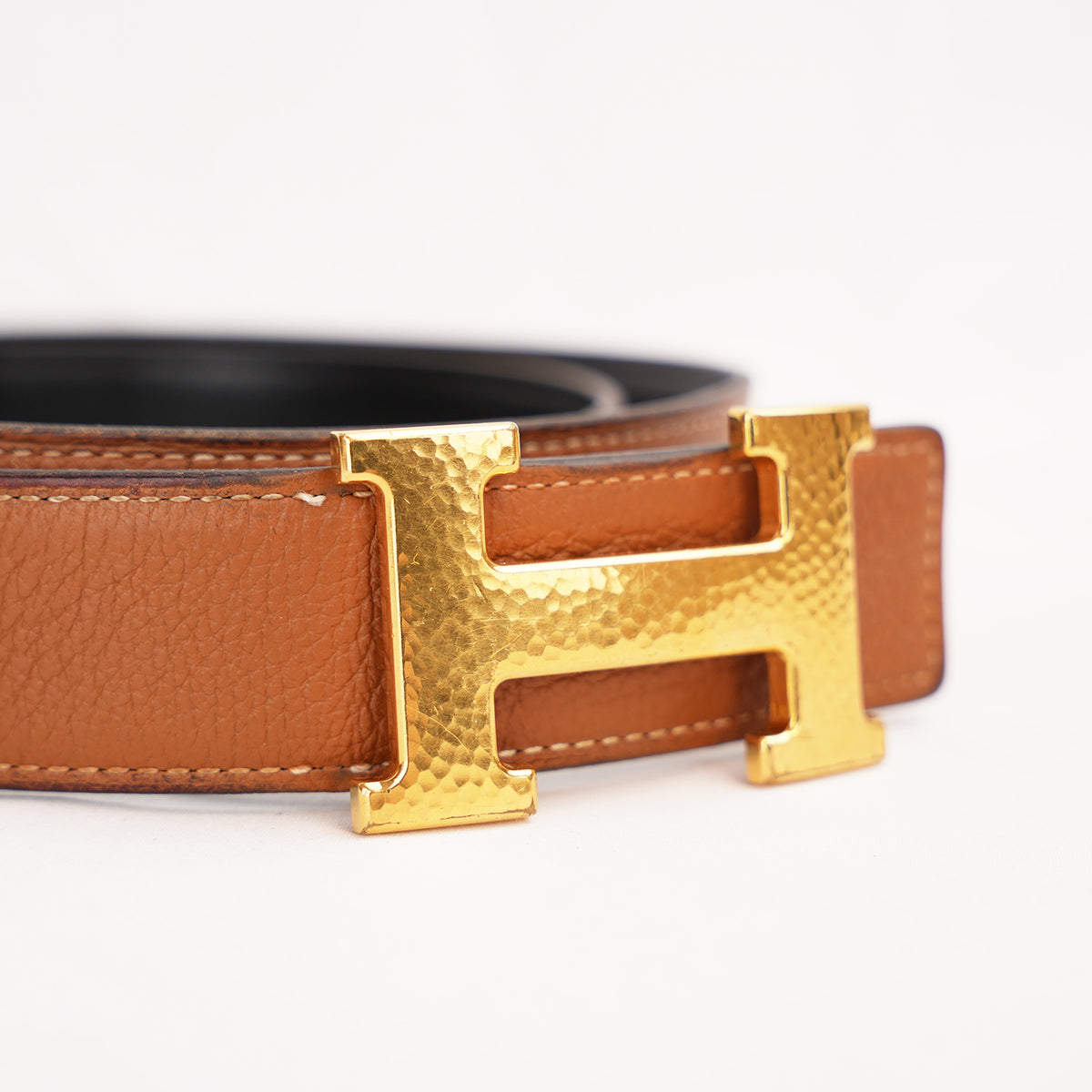 Hermès Cintura H Reversibile in Pelle Nera e Marrone con Fibbia Dorata – Taglia 90