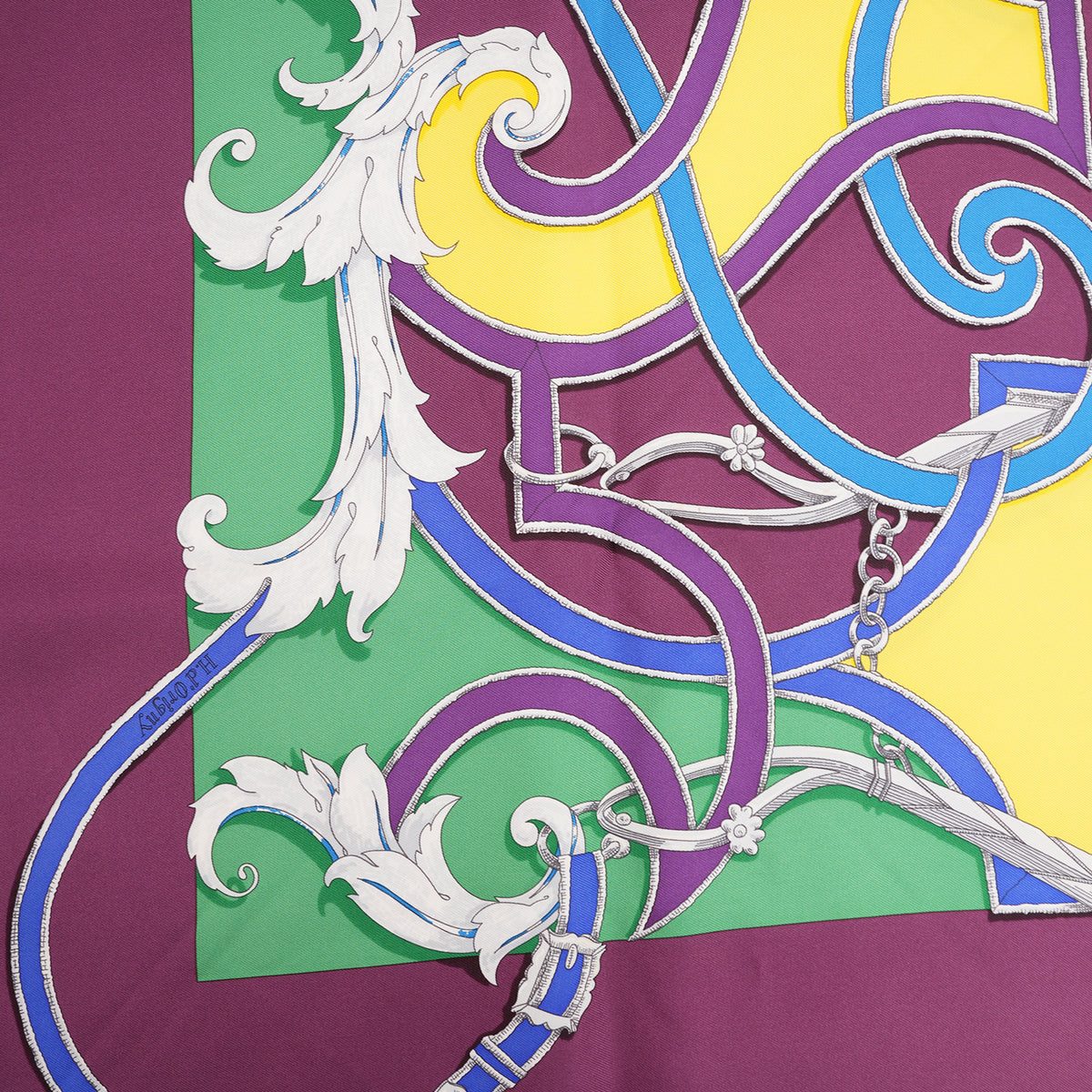 Hermès L'Instruction du Roy en l'Exercice de Monter à Cheval Foulard Carré 90 in Seta Viola Multicolore con Motivi Equestri