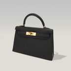 Hermès Mini Kelly II 20 Sellier in Pelle Epsom Nera con Hardware Dorato