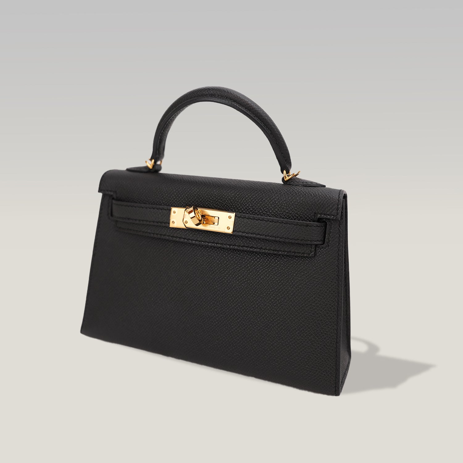Hermès Mini Kelly II 20 Sellier in Pelle Epsom Nera con Hardware Dorato