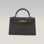 Hermès Mini Kelly II 20 Sellier in Pelle Epsom Nera con Hardware Dorato