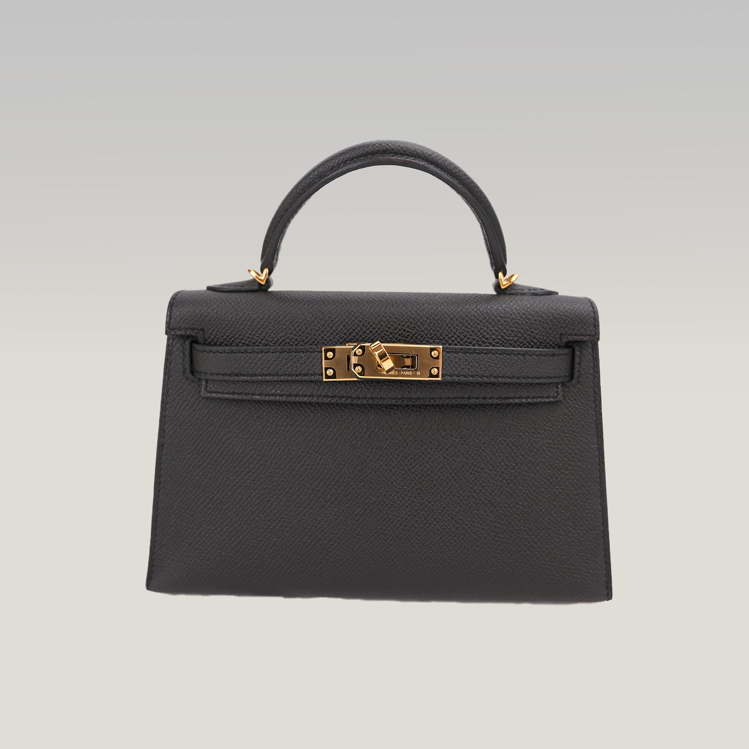 Hermès Mini Kelly II 20 Sellier in Pelle Epsom Nera con Hardware Dorato