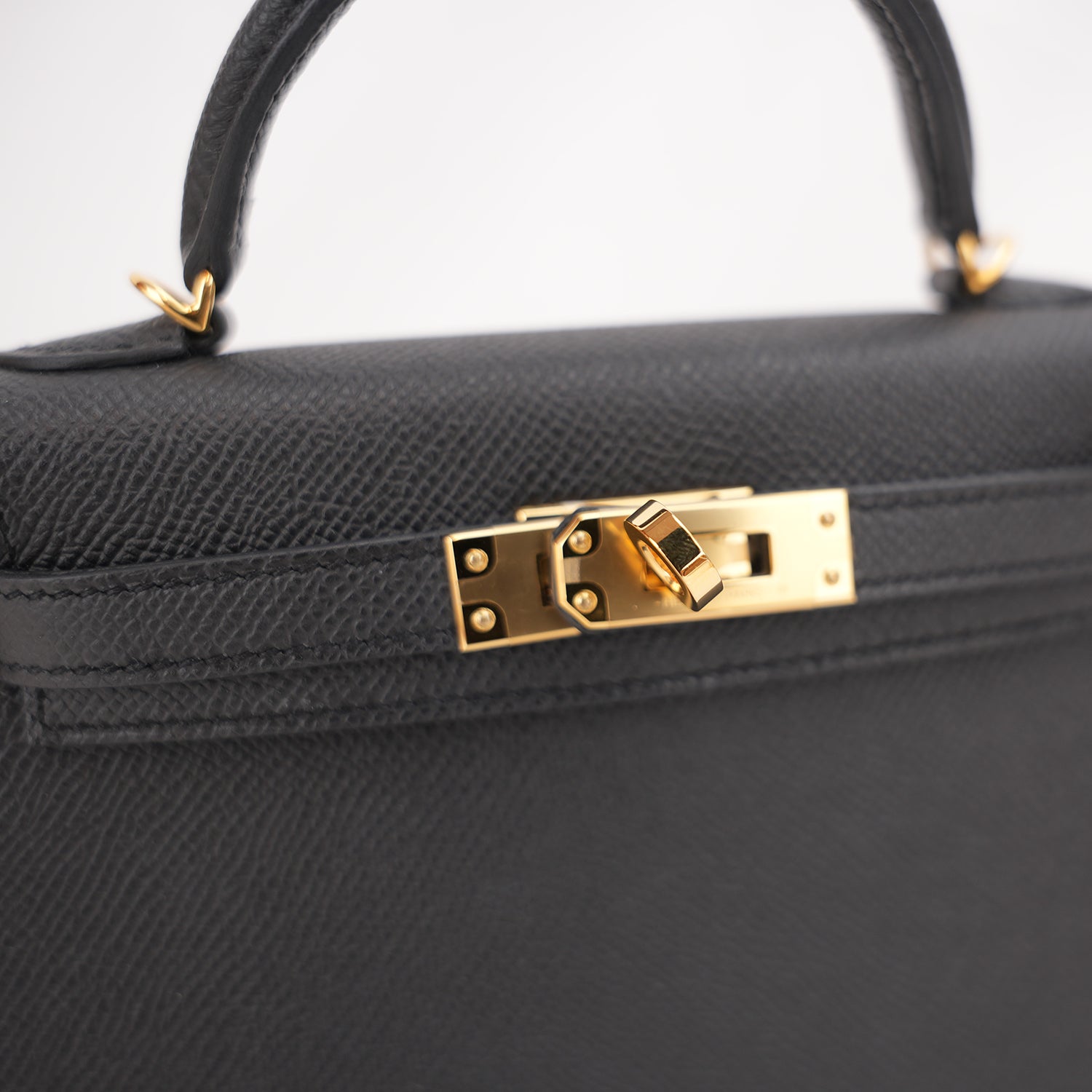 Hermès Mini Kelly II 20 Sellier in Pelle Epsom Nera con Hardware Dorato