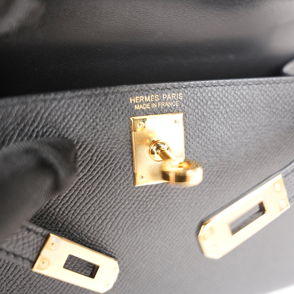 Hermès Mini Kelly II 20 Sellier in Pelle Epsom Nera con Hardware Dorato