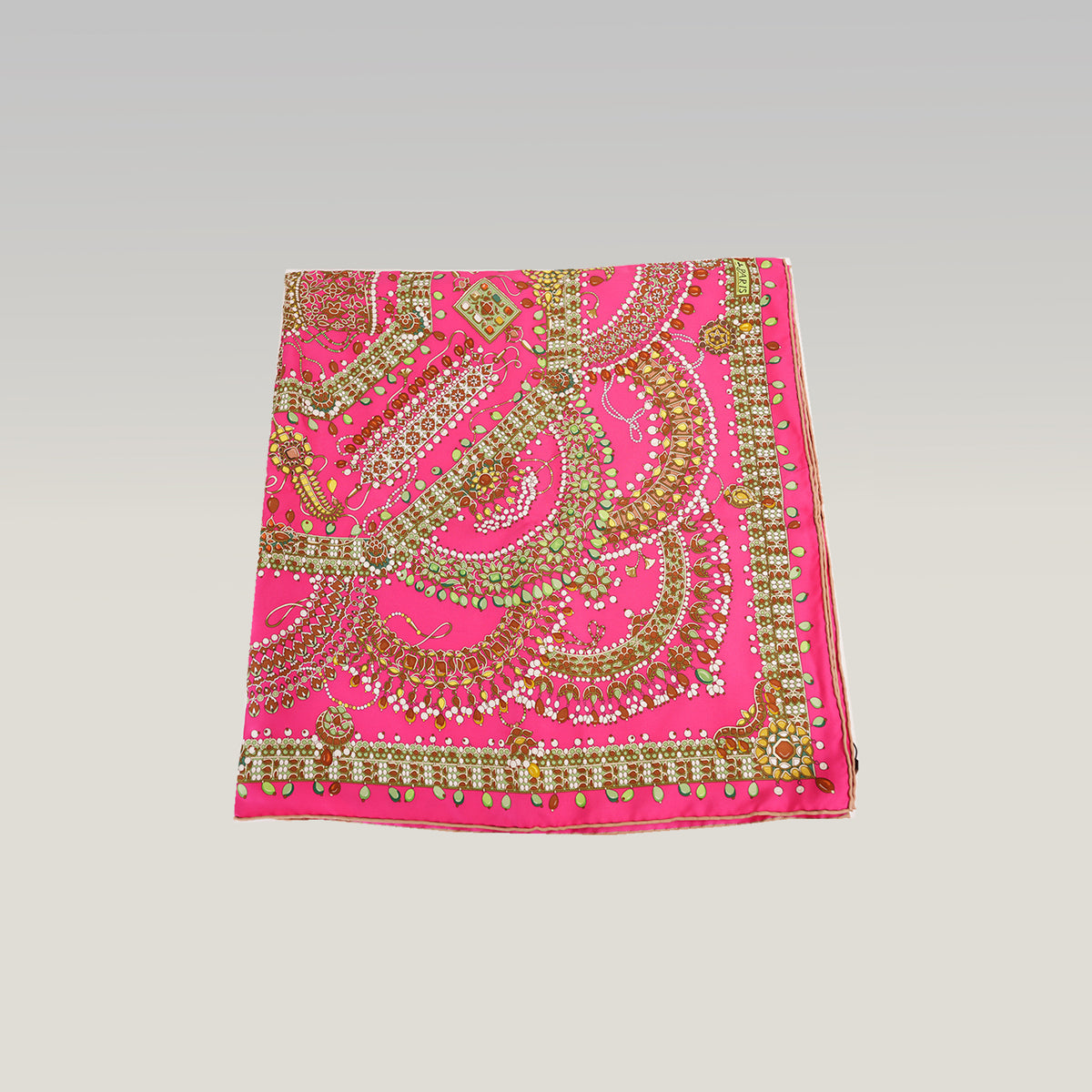 Hermès Carré 90 Parures des Maharajas Foulard Vintage in Seta Rosa Fucsia Multicolore 90x90 cm